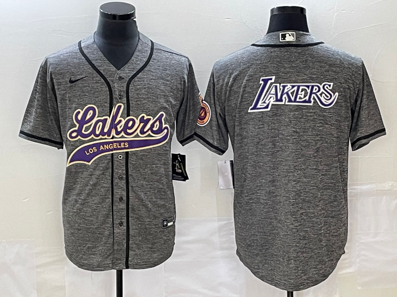 Nike 2023 Men Los Angeles Lakers Blank Grey NBA Jersey style 1